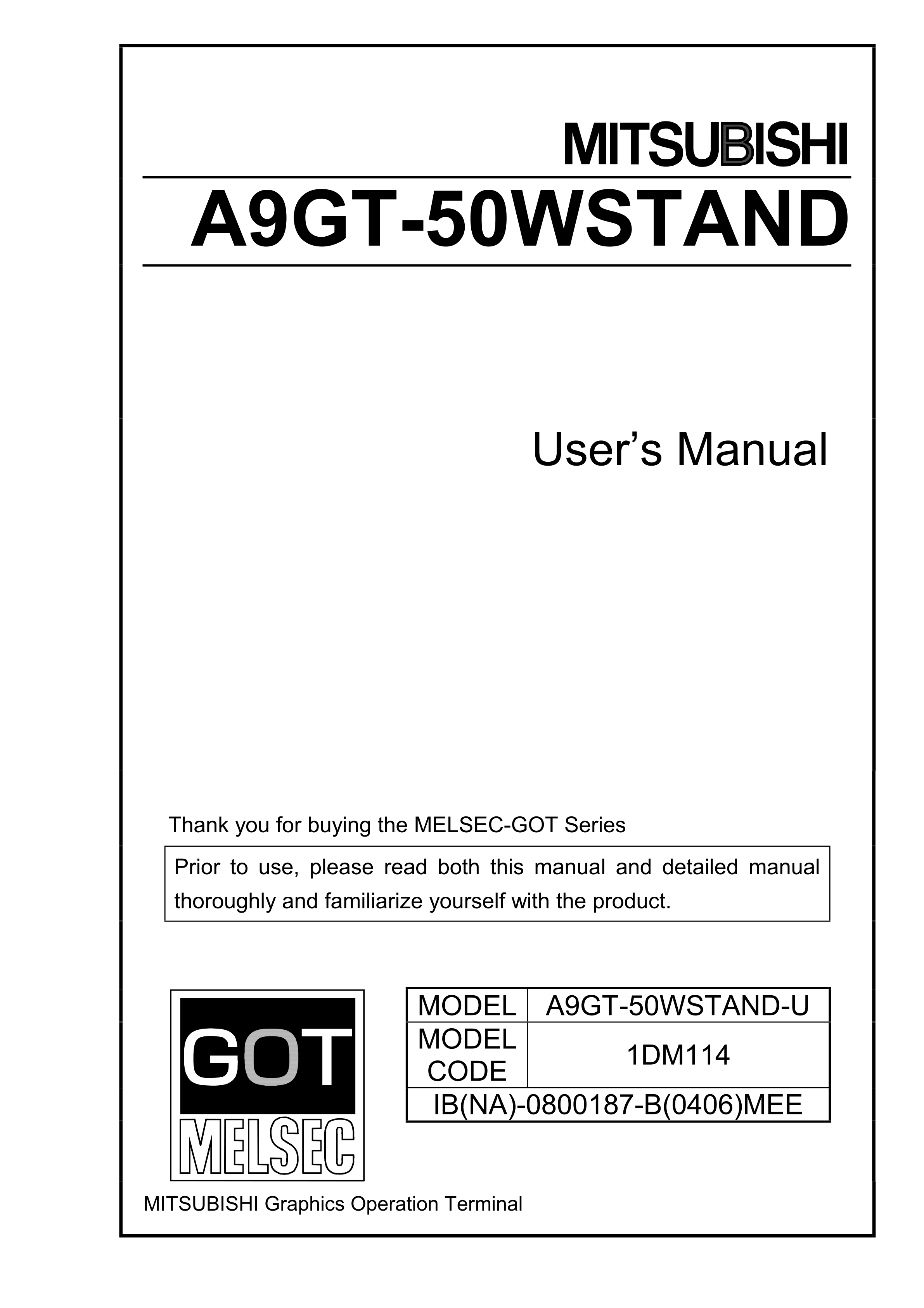 三菱A9GT-50WSTAND用户手册A9GT-50WSTAND手册