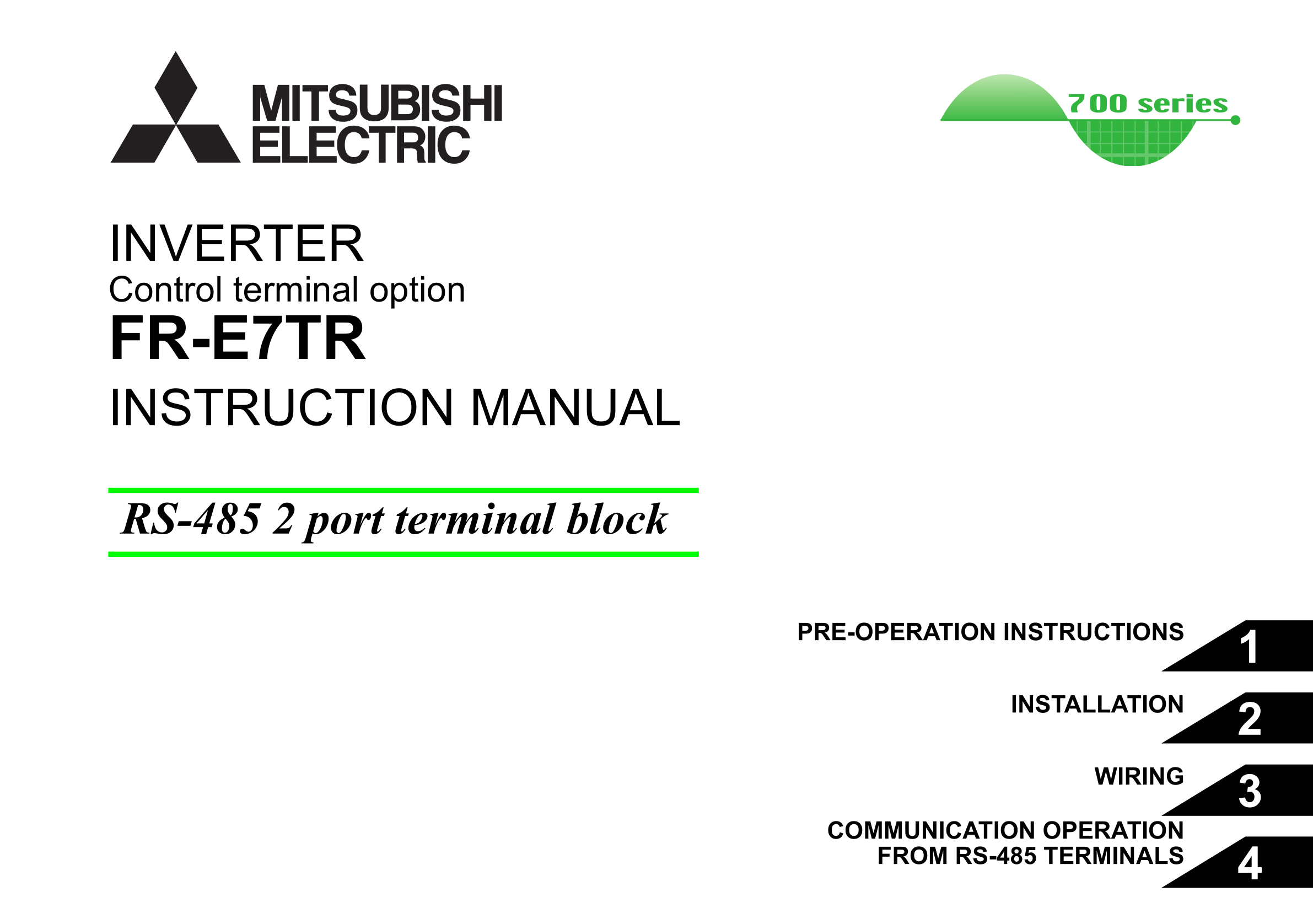 FR-E7TR指导手册三菱FR-E7TR手册