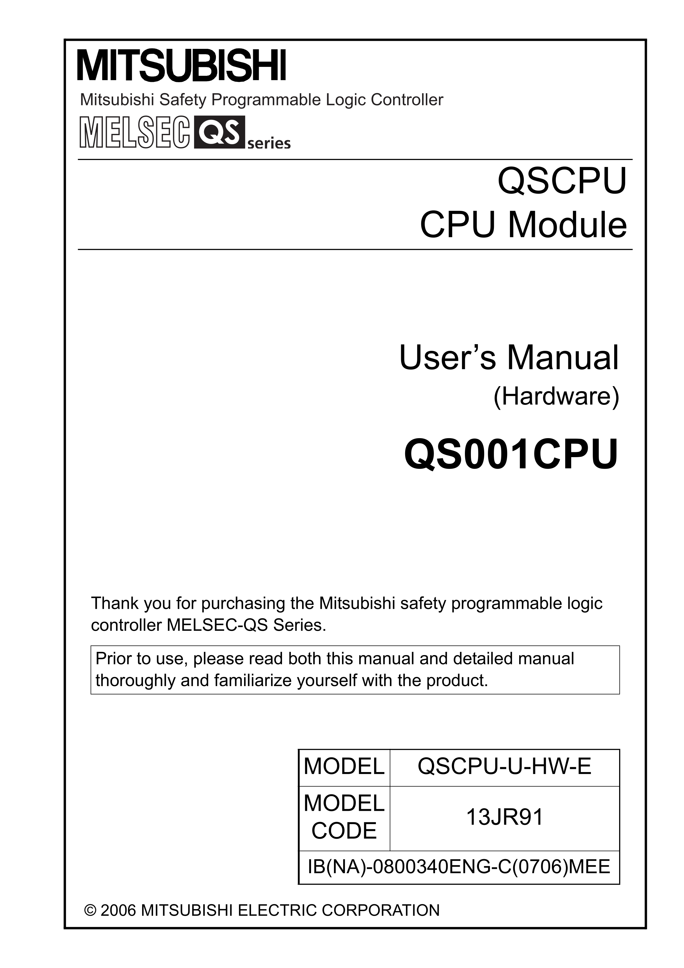 三菱QS001CPU用户手册