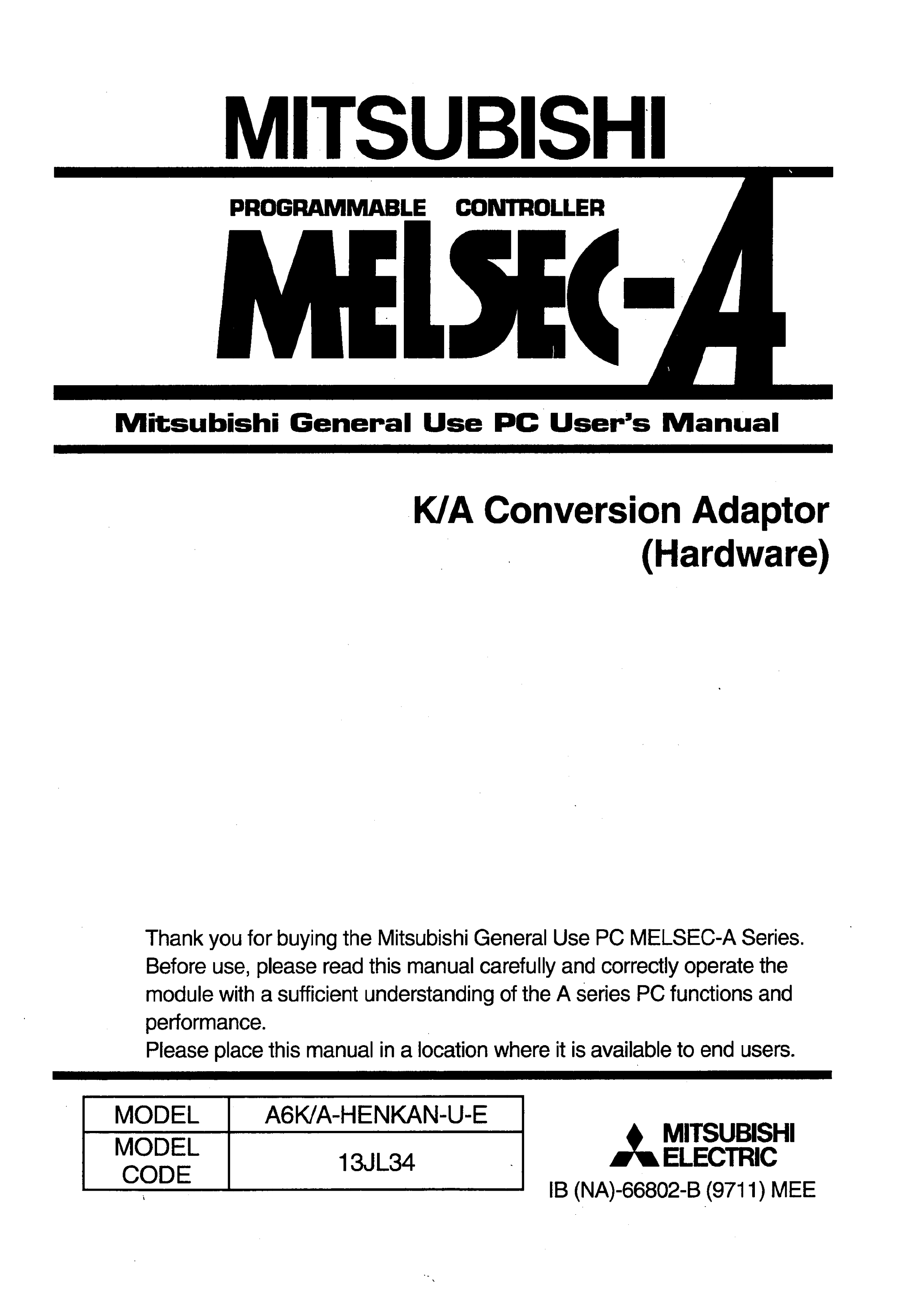 三菱A系列用户手册A系列手册