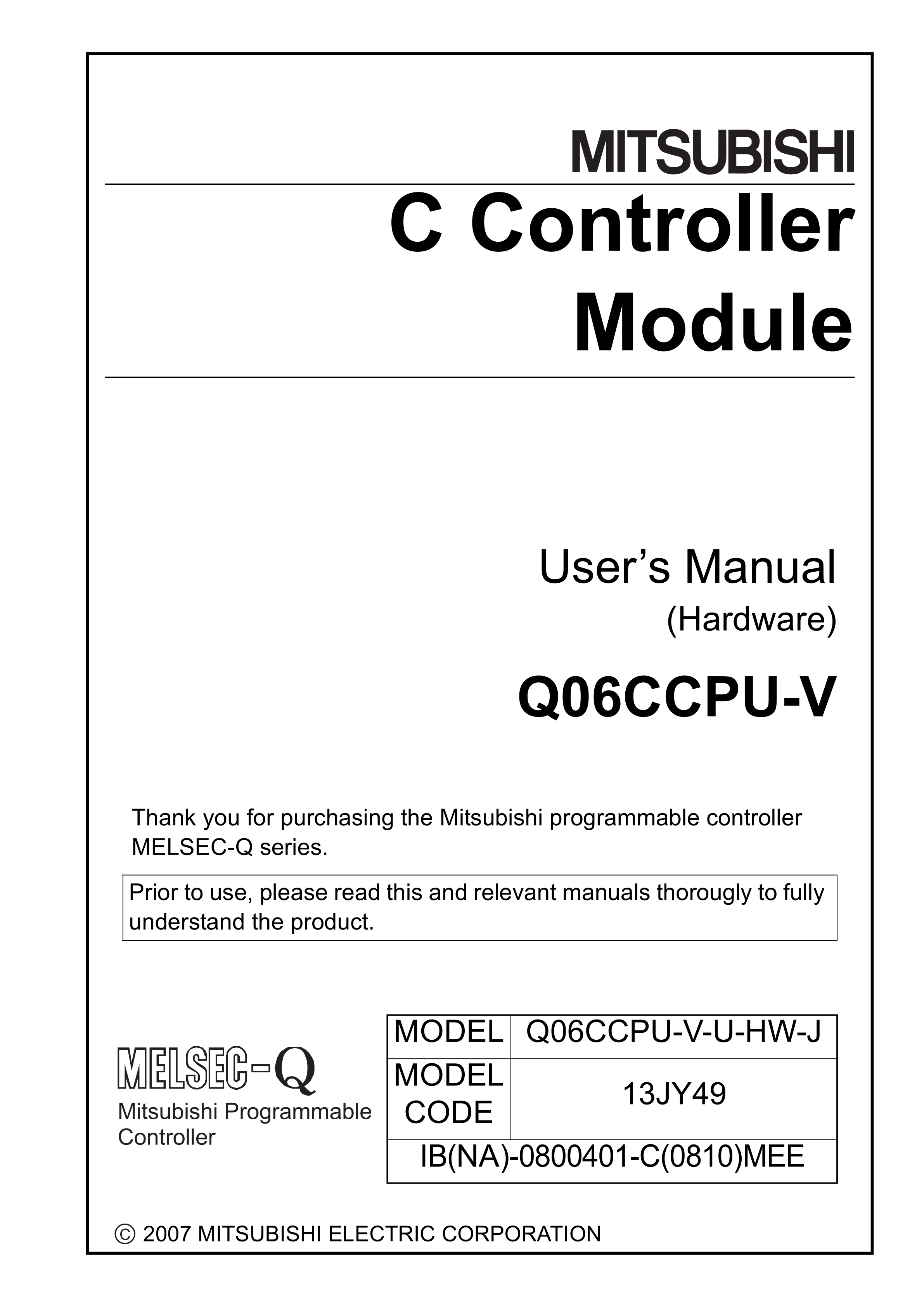 Q06CCPU-V用户手册三菱Q06CCPU-V手册