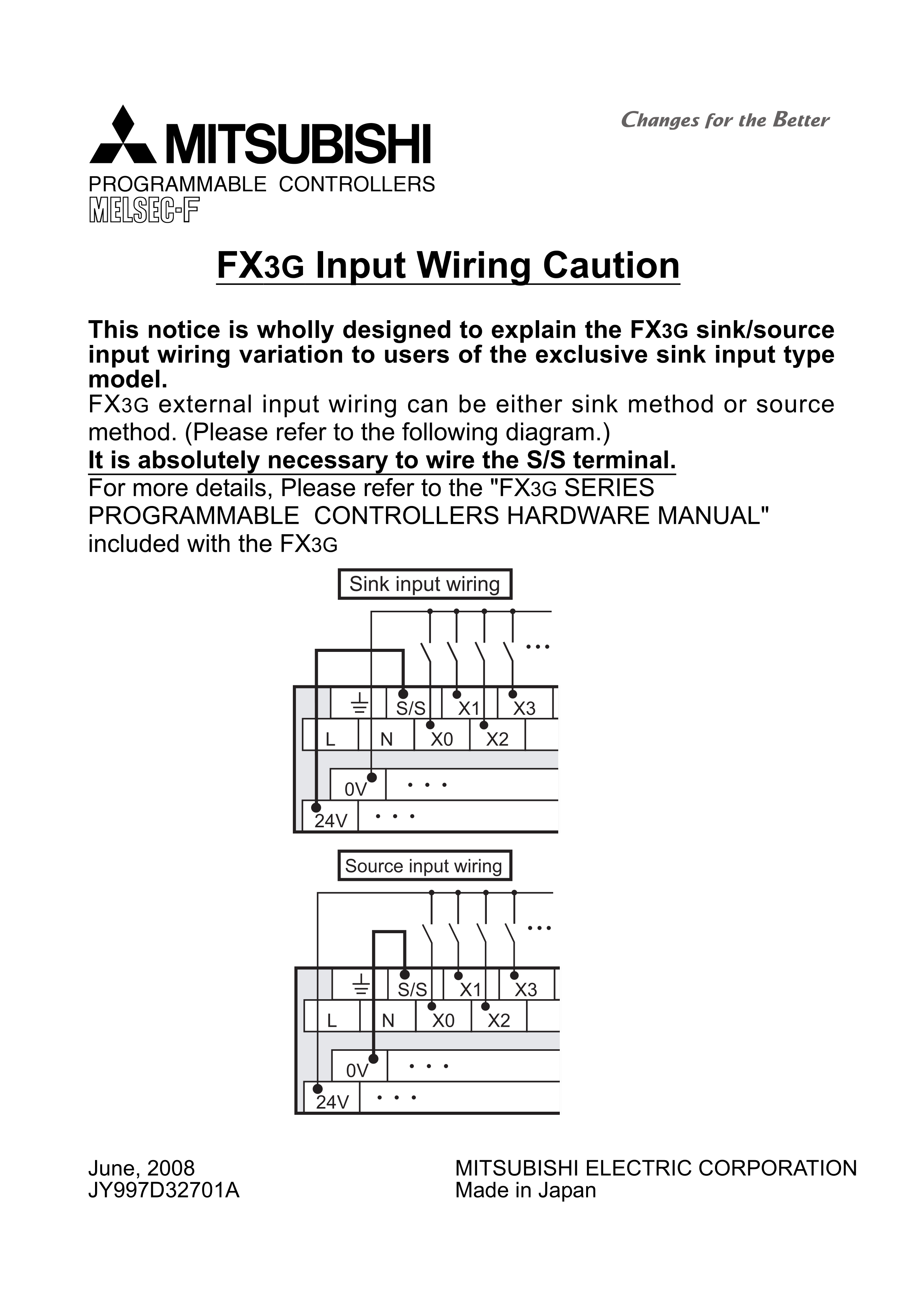 FX3G-40MR/ES-A手册三菱可编程控制器FX3G-40MR/ES-A fx3g输入接线注意_