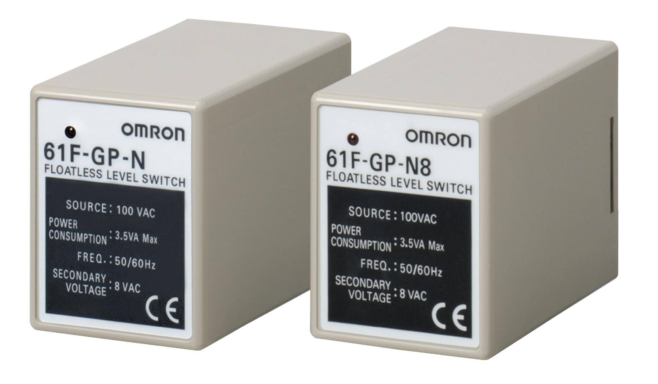 液位开关通过提高内部继电器可靠性（微小负载DC5V 1mA）使PLC输入成为可能
欧姆龙61F-GP-ND AC240
