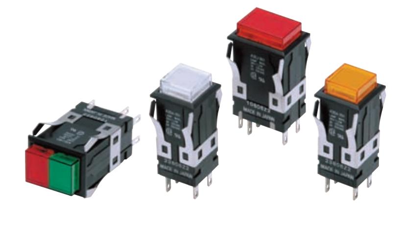 接点类型：标准负载（AC250V 2ADC125V0.4A）
正方形带灯按钮开关A3SA-90B1-14R