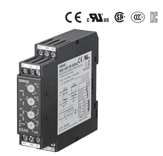 从小容量到大容量适用多种加热器
K8AK-AW2 100-240VAC监视继电器
