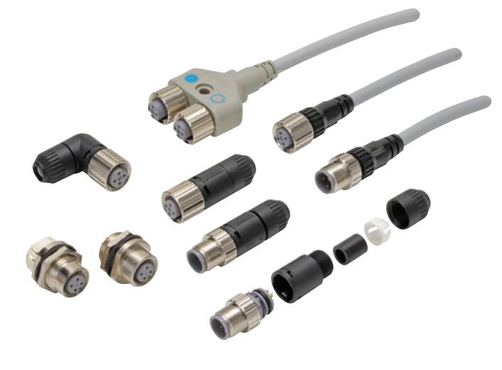 电缆引出方向：直线型/直线型
XS2M-D824-4电缆上的传感器I/O接插件(8极)